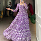 Lorenvalley Purple Georgette Printed Gown | Swadesiicart
