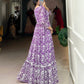 Lorenvalley Purple Georgette Printed Gown | Swadesiicart