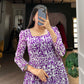 Lorenvalley Purple Georgette Printed Gown | Swadesiicart