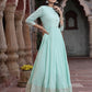 Juniper Women Sky Blue Cotton Solid Flared Dress | Swadesiicart