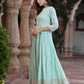 Juniper Women Sky Blue Cotton Solid Flared Dress | Swadesiicart