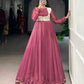 Lorenvalley Fashion Pink Silver Glosy Crunchy Lace Touch Up Gown with Koti | Swadesiicart