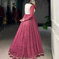 Lorenvalley Fashion Pink Silver Glosy Crunchy Lace Touch Up Gown with Koti | Swadesiicart