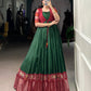 Lorenvalley Fashion Green Tussar Chex Patola Print With Weaving Work Border Gown with Koti | Swadesiicart