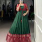 Lorenvalley Fashion Green Tussar Chex Patola Print With Weaving Work Border Gown with Koti | Swadesiicart
