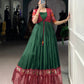 Lorenvalley Fashion Green Tussar Chex Patola Print With Weaving Work Border Gown with Koti | Swadesiicart