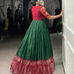 Lorenvalley Fashion Green Tussar Chex Patola Print With Weaving Work Border Gown with Koti | Swadesiicart