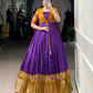 Lorenvalley Fashion Purple Tussar Chex Patola Print With Weaving Work Border Gown with Koti | Swadesiicart