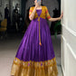 Lorenvalley Fashion Purple Tussar Chex Patola Print With Weaving Work Border Gown with Koti | Swadesiicart