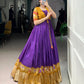 Lorenvalley Fashion Purple Tussar Chex Patola Print With Weaving Work Border Gown with Koti | Swadesiicart