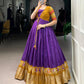 Lorenvalley Fashion Purple Tussar Chex Patola Print With Weaving Work Border Gown with Koti | Swadesiicart