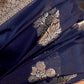 Monjolika Fashion Navy Blue Color Handloom Khadi Georgette Tradtional Saree | Swadesiicart