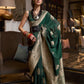 Monjolika Fashion Dark Green Color Handloom Khadi Georgette Tradtional Saree | Swadesiicart
