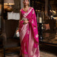 Monjolika Fashion Rani Pink Color Handloom Khadi Georgette Tradtional Saree | Swadesiicart