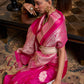 Monjolika Fashion Rani Pink Color Handloom Khadi Georgette Tradtional Saree | Swadesiicart