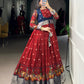 Lorenvalley Fashion Maroon Poly Cotton Kalamkari Print With Zari Weaving Work Border Gown with Koti | Swadesiicart