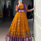 Lorenvalley Fashion Mustard Poly Cotton Kalamkari Print With Zari Weaving Work Border Gown with Koti | Swadesiicart