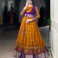 Lorenvalley Fashion Mustard Poly Cotton Kalamkari Print With Zari Weaving Work Border Gown with Koti | Swadesiicart