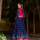 Lorenvalley Fashion Navyblue Poly Cotton Kalamkari Print With Zari Weaving Work Border Gown with Koti | Swadesiicart