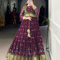 Lorenvalley Fashion Wine Poly Cotton Kalamkari Print With Zari Weaving Work Border Gown with Koti | Swadesiicart
