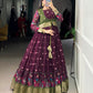 Lorenvalley Fashion Wine Poly Cotton Kalamkari Print With Zari Weaving Work Border Gown with Koti | Swadesiicart