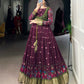 Lorenvalley Fashion Wine Poly Cotton Kalamkari Print With Zari Weaving Work Border Gown with Koti | Swadesiicart