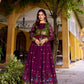 Lorenvalley Fashion Wine Poly Cotton Kalamkari Print With Zari Weaving Work Border Gown with Koti | Swadesiicart