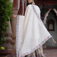 Juniper Women`s White Cotton Embroidered Straight Kurta Sharara Dupatta Set | Swadesiicart