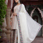 Juniper Women`s White Cotton Embroidered Straight Kurta Sharara Dupatta Set | Swadesiicart