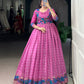 Lorenvalley Fashion Pink Viscose Chanderi Printed With Zari Weaving Work Gown with Koti - Swadesiicart