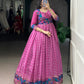 Lorenvalley Fashion Pink Viscose Chanderi Printed With Zari Weaving Work Gown with Koti - Swadesiicart