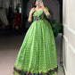 Lorenvalley Fashion Parotgreen Viscose Chanderi Printed With Zari Weaving Work Gown with Koti - Swadesiicart