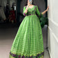 Lorenvalley Fashion Parotgreen Viscose Chanderi Printed With Zari Weaving Work Gown with Koti - Swadesiicart