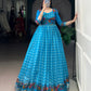 Lorenvalley Fashion Skyblue Viscose Chanderi Printed With Zari Weaving Work Gown with Koti - Swadesiicart