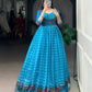 Lorenvalley Fashion Skyblue Viscose Chanderi Printed With Zari Weaving Work Gown with Koti - Swadesiicart
