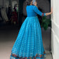 Lorenvalley Fashion Skyblue Viscose Chanderi Printed With Zari Weaving Work Gown with Koti - Swadesiicart