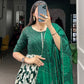 Lorenvalley Green Tussar Silk Floral Print With Foil Print Gown with Dupatta | Swadesiicart