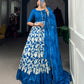 Lorenvalley Blue Tussar Silk Floral Print With Foil Print Gown with Dupatta | Swadesiicart