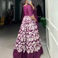 Lorenvalley Wine Tussar Silk Floral Print With Foil Print Gown with Dupatta | Swadesiicart
