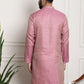 Sojanya Men Pink & Beige Ethnic Motifs Jacquard Woven Design Straight Kurta | Swadesiicart