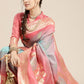 Saree Mall Pink & Blue Floral Dyed Banarasi Saree | Swadesiicart