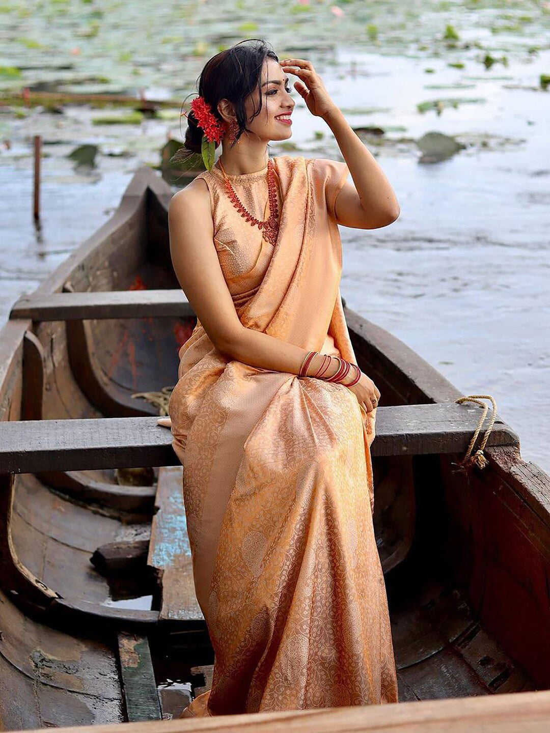 Kalini Ethnic Motifs Woven Design Zari Banarasi Saree | Swadesiicart