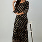 Juniper Women's Black Rayon Printed Flared Dress | Swadesiicart