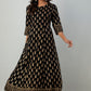 Juniper Women's Black Rayon Printed Flared Dress | Swadesiicart