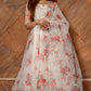 Pomcha Jaipur Red And White Floral Organza Anarkali Set | Swadesiicart