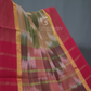 Dual Shades of Mustard And Pink Mangalagiri Ikkat Cotton Saree By Gayathri Reddy Designer Studio | Swadesiicart