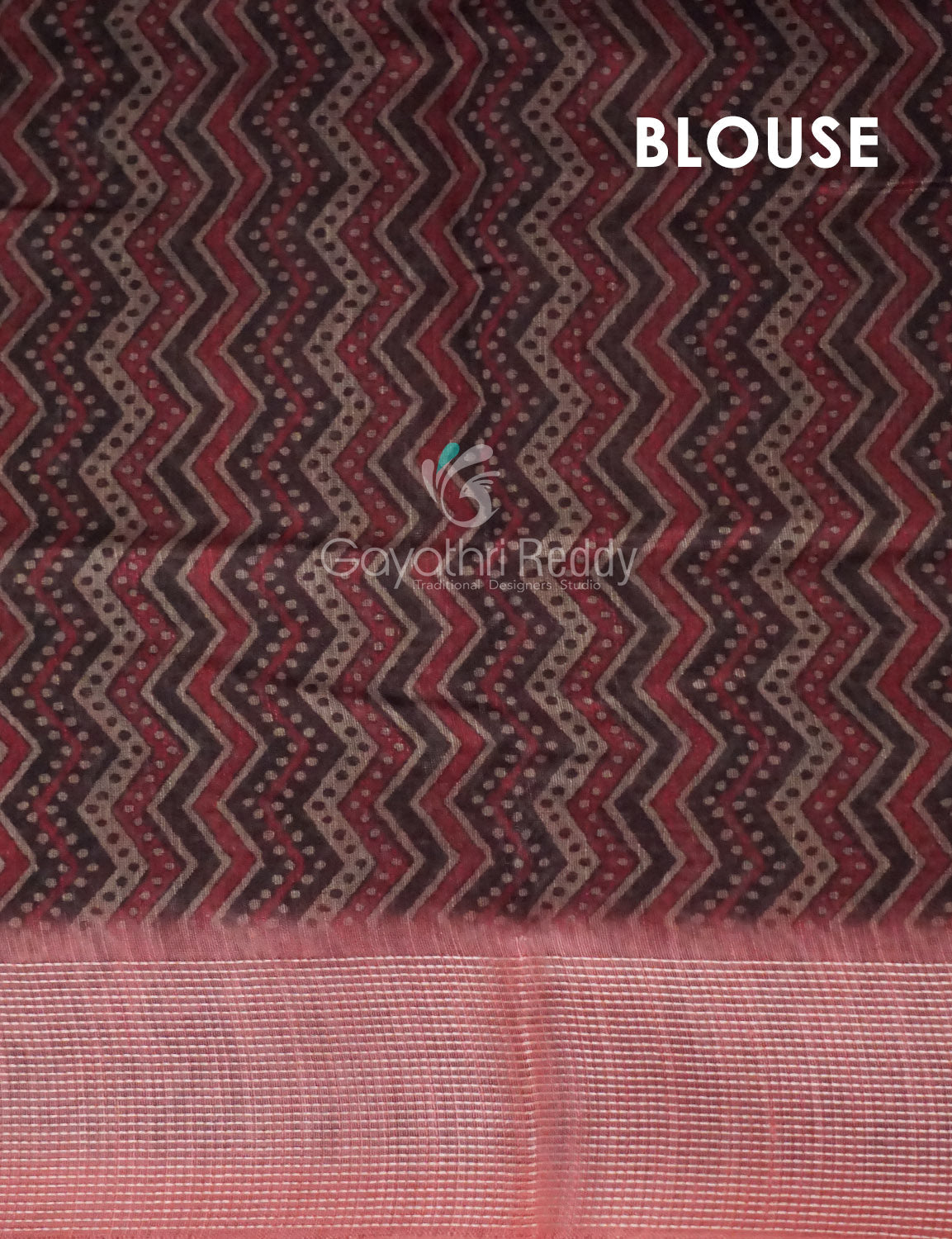 Peach And Brown Colour With Geometrical Print Semi Chanderi Saree. By Gayathri Reddy Designer Studio | Swadesiicart