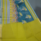 Shades of Peacock Blue With Block Design Pure Kota Cotton Saree By Gayathri Reddy Designer Studio | Swadesiicart