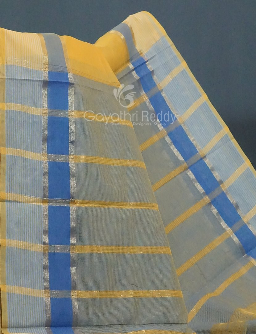 Dual Shades of Yellow With Contrast Blouse Pure Mangalgiri Cotton By Gayathri Reddy Designer Studio | Swadesiicart