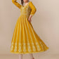 HERE&NOW Ethnic Motifs Embroidered Chikankari Georgette Anarkali Kurta | Swadesiicart